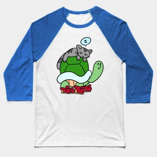 Tortoise and Sleepy Kitty Baseball T-Shirt